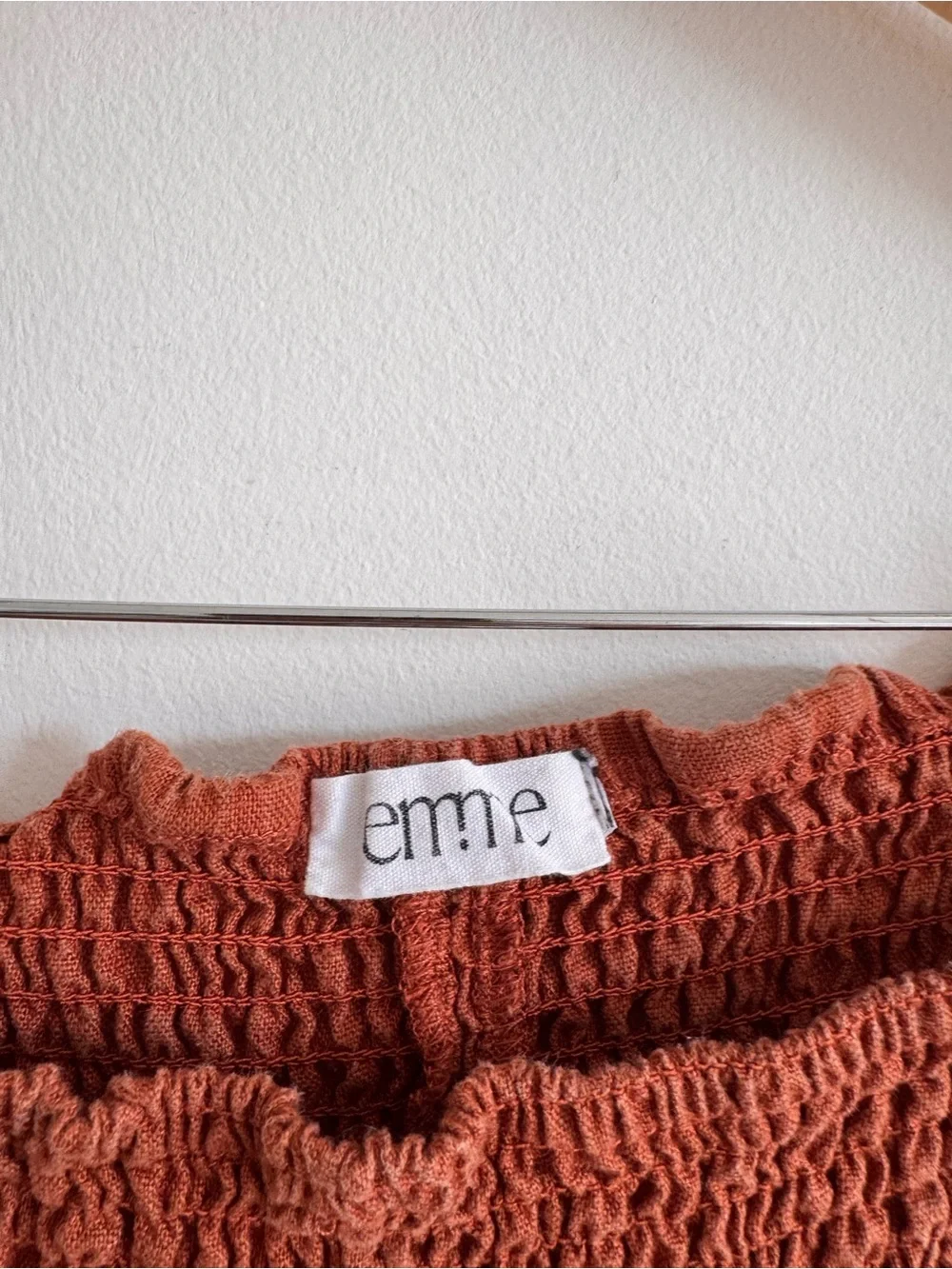 Emme | Everyday Mommy Maternity Transitional Smocked Linen Pant in Cinnamon ~ XS
